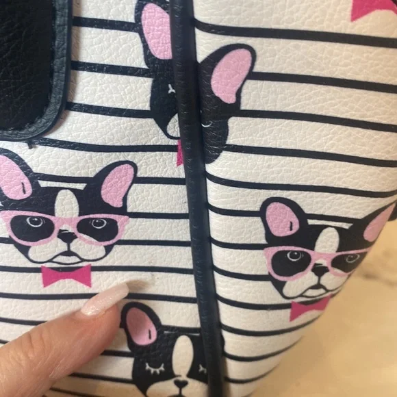 Betsey Johnson Black and White French Bulldog Crossbody Bag - Picture 6 of 10